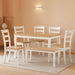 Gesthaven Casual Modern Dining Room Table Set with 4 Chairs and Bench, Set of 6, Mango Wood, 30.25" Table Height, White & Light Brown