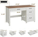 Farmhouse 47" Executive Desk, Computer Desk with File Drawer and Charging Station, Workstation for Home Office & Study.Off White