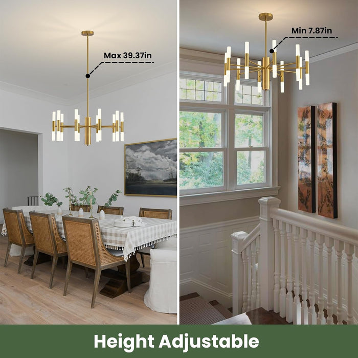 Modern Gold Chandelier 20-Light, Large Luxury round Candle Chandeliers with Acrylic Shades, 26.7" Dining Room Light Fixture for High Ceilings, Living Room, Foyer, Entryway, G9 Base
