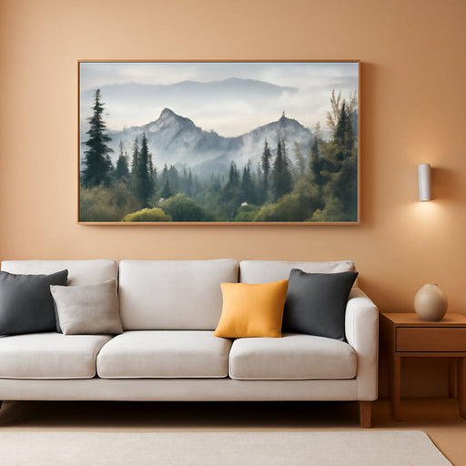 Wood Framed Wall Art for Living Room Large Wall Decor for Office Bedroom Pictures Abstract Mountain Forest Landscapes Ink Canvas Prints Painting Artwork Modern Stretched and Framed Poster
