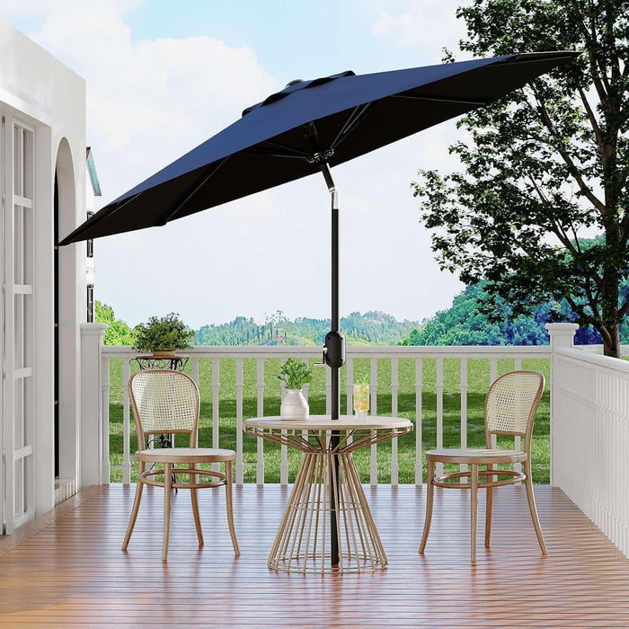 Patio Umbrella with Solar Lights, Outdoor Table Umbrella with 8 Durable Ribs, Tilt & Crank Mechanism, Waterproof & UV Protection for Garden, Backyard, Poolside