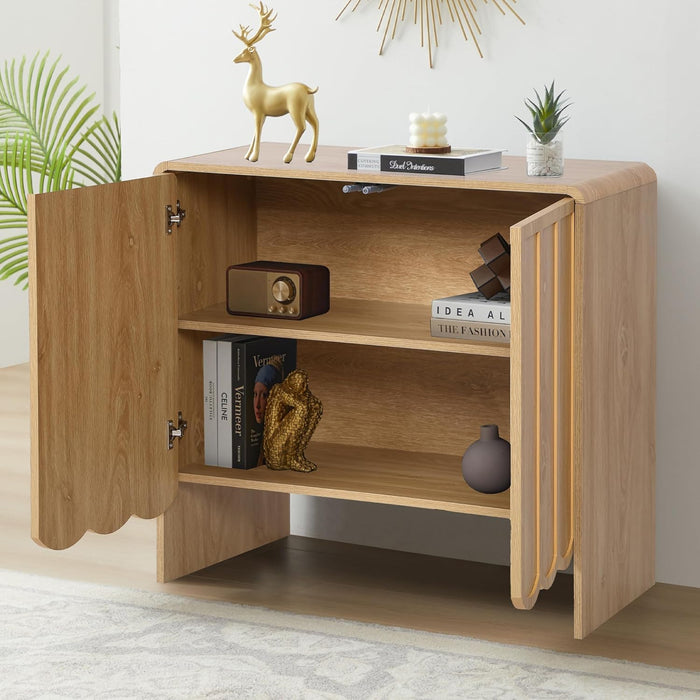 Natural Woodgrain Two Door Adjustable Sideboard Cabinet