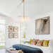 Modern Gold Chandelier, 18.3’’ Luxury Glass Chandelier for Dining Room Clound Glass 3-Light Drum Pendant Light Fixture for Bedroom Kitchen Island Entryway