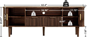 62.4 Inch Fluted TV Stand, Modern Media Console Table with Sliding Tambour Door Farmhouse Sideboard Buffet Cabinet Fits Tvs up to 75 Inch, Wood Entertainment Center for Living Room(Dark Wood)