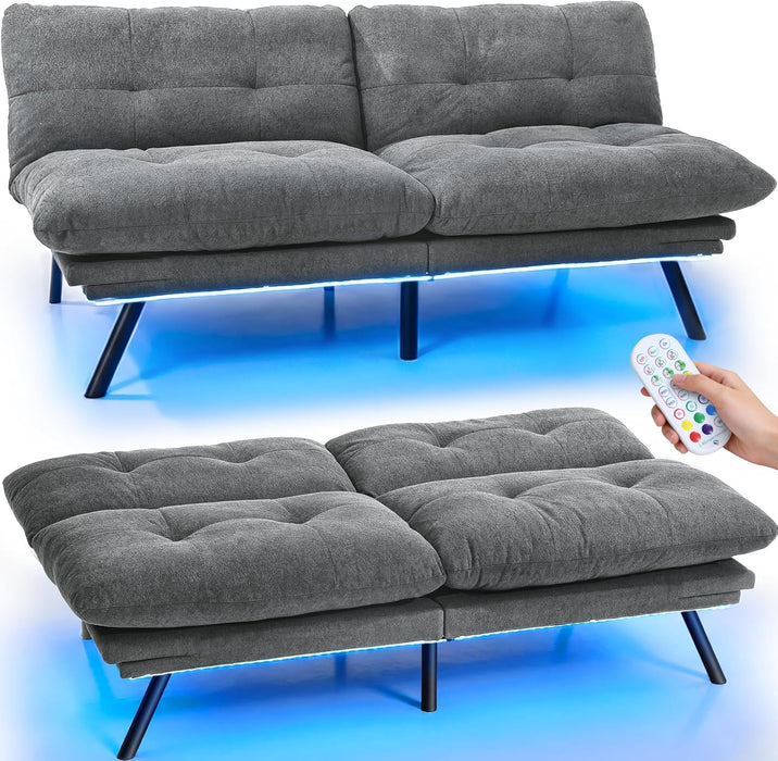 SlateGrey 70Inch Transformable Futon Sofa Bed StainResistant