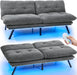 SlateGrey 70Inch Transformable Futon Sofa Bed StainResistant