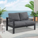 Patio Furniture Aluminum Loveseat, All-Weather Outdoor 2 Seats Sofa Couch, Gray Metal Chair with Dark Grey Cushions