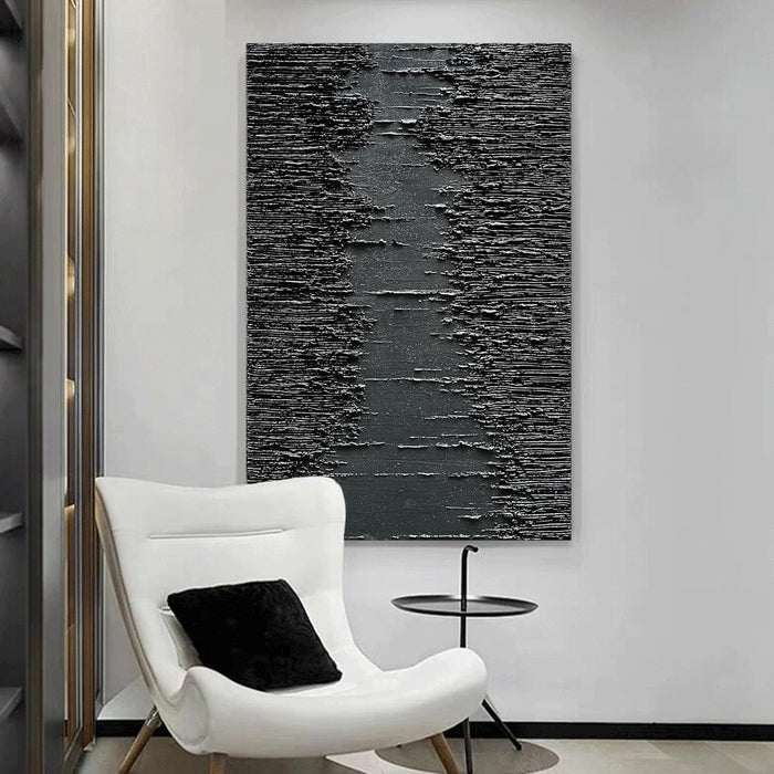 Art Hand-Painted Thick Texture Black Minimalist Oil Painting 45X30 Inchs Texture Abstract Painting Home Wall Decorative Art