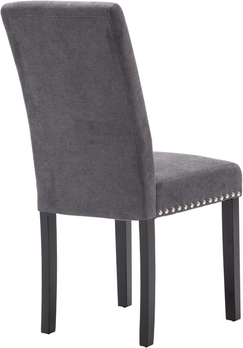 Dining Chair Upholstered Fabric Dining Chairs with Copper Nails,Set of 2,Grey