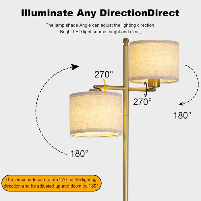 67" Unique Floor Lamp with Rotatable Linen Shade and Led Bulb