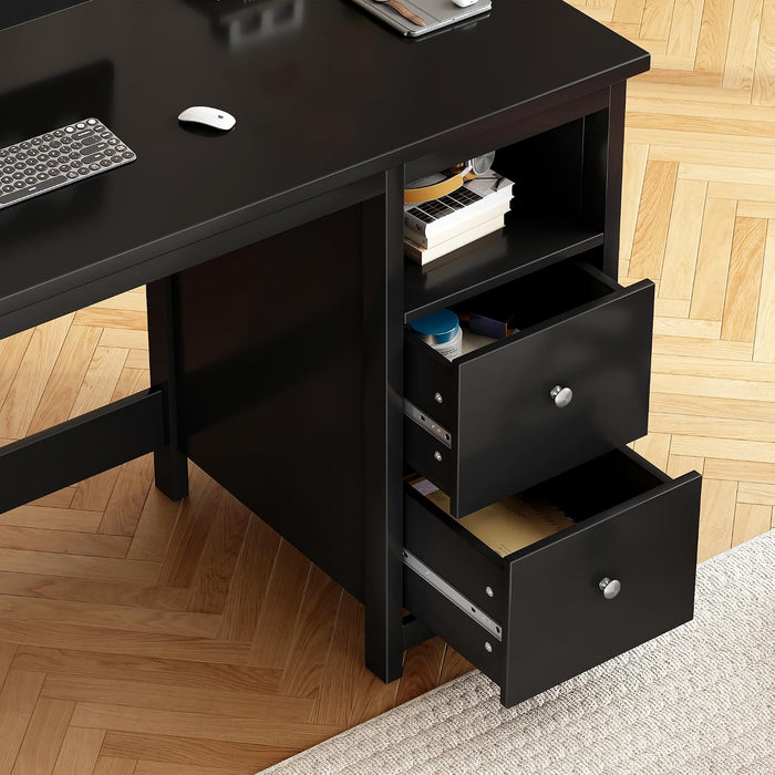 39.3" Desk with Drawers,Small Computer Desk for Home Office,Black