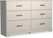 Signature Design by Ashley Stelsie 6 Drawer Bedroom Dresser, White, 60 Inch