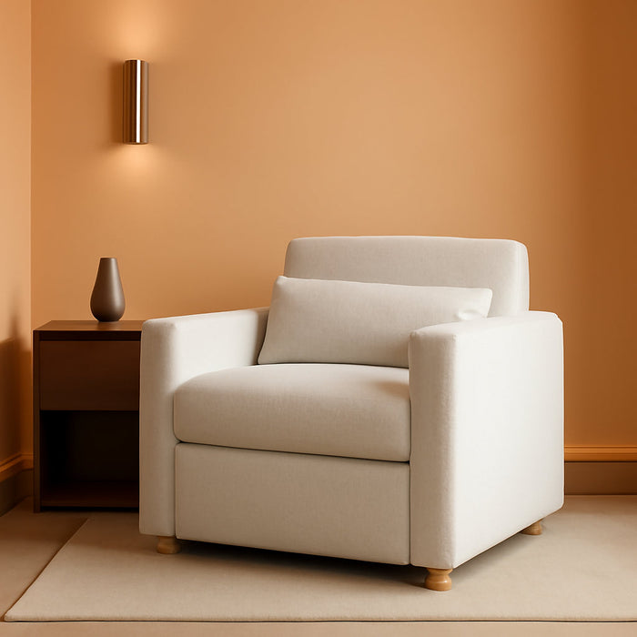 ® Corwin 36" Convertible Accent Chair, Dreamcoil® Comfort, Fingerguard® Pinch Point Protection, Polyester Boucle, Ivory