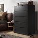 Black 6-Drawer Dresser with Large Storage