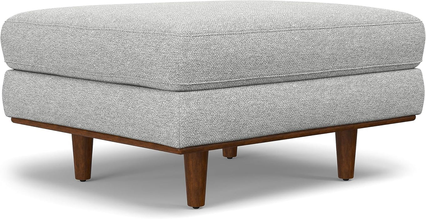 Morrison Mid-Century Modern 72 Inch Wide Sofa with Ottoman Set in Mist Grey Woven-Blend Fabric for the Living Room and Family Room