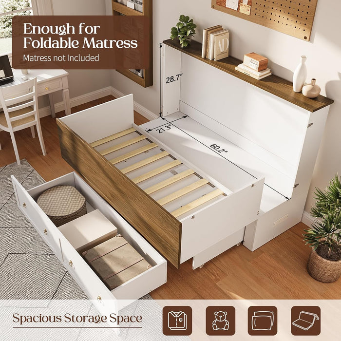 Queen Murphy Bed SpaceSaving Charging Cabinet Drawers