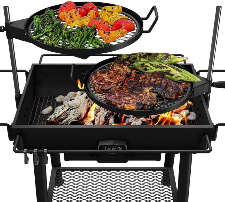 Firecraft Series Modular Open Fire Barrel Charcoal Grill with 480 Sq. In. Cooking Area in Black