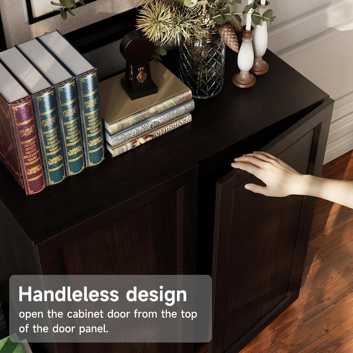 Modern Sideboard Accent 3 in 1 Buffet Storage Cabinet Display Buffet Cabinet Credenza with Adjustable Shelves for Dinging Room Living Room Entryway Coffee Bar,Dark Brown