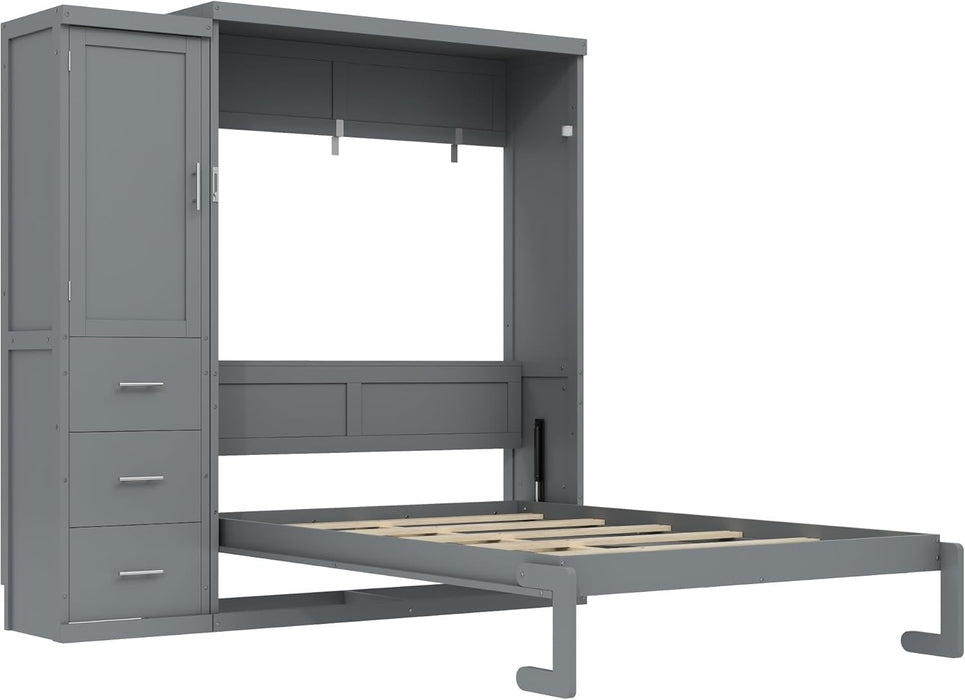 Full Grey Murphy Bed With UltraSpaceStorage Contemporary