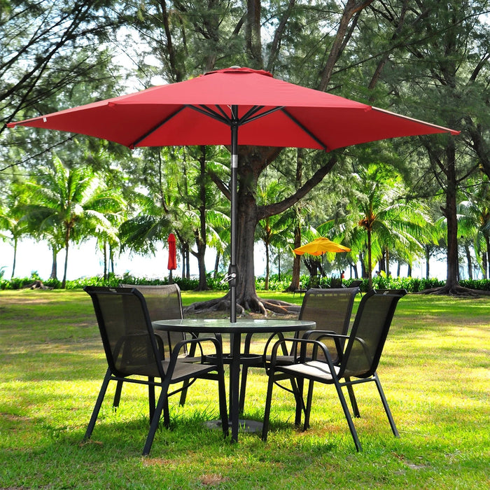 9Ft Patio Umbrella Outdoor Portable Table Market Umbrella with Push Button Tilt/Crank Waterproof Uv-Proof, Burgundy