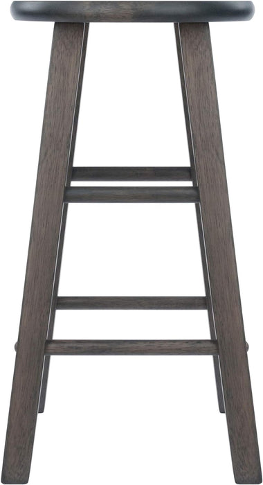 Element 2-Piece 24In Counter Stool Set, Oyster Gray Finish, Solid Wood, Modern Design