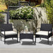 3 Pieces Patio Wicker Rattan Furniture Set with Cushions for Lawn Backyard