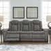 Next-Gen Durapella Modern Faux Leather Power Reclining Sofa with Adjustable Headrest, Gray