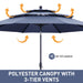 Patio Umbrella 10 Ft Outdoor Umbrella with 3 Tiers Adjustable Outdoor Market and Crank Tilt Perfect Table Umbrella for Garden Lawn Backyard Pool, Navy Blue