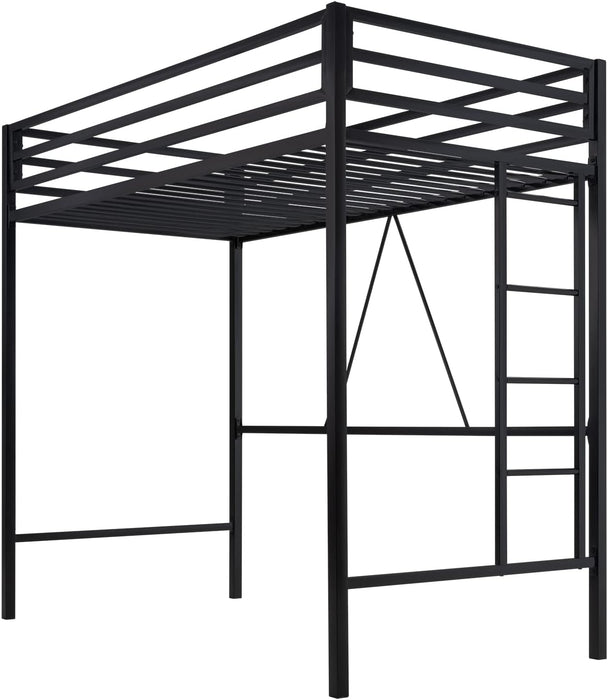 Loft Bed Twin Size with Ladder and Guardrail,Heavy Duty Metal Slats Support No Box Spring Needed Small Space Saving Furniture for Bedroom Dorm,Black