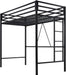 Loft Bed Twin Size with Ladder and Guardrail,Heavy Duty Metal Slats Support No Box Spring Needed Small Space Saving Furniture for Bedroom Dorm,Black