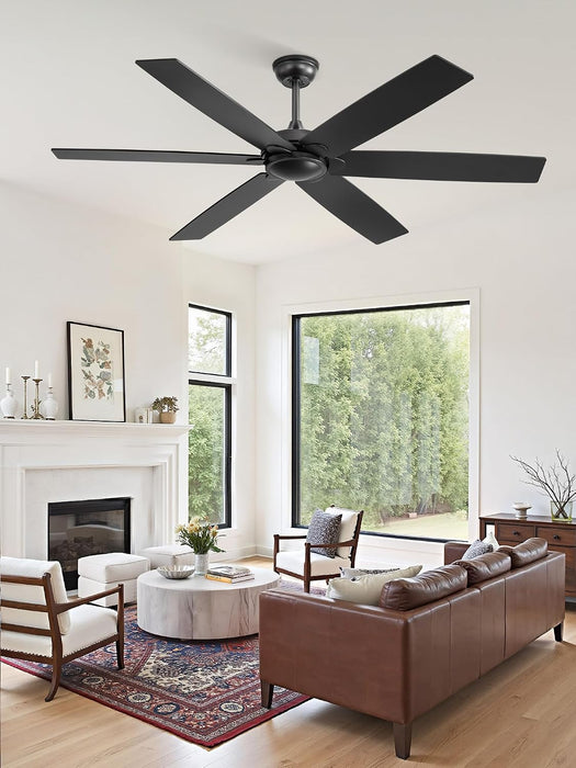 60 Inch Matte Black Ceiling Fan With Remote Included