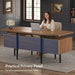 70.9" W X 27.6" D Office Desk with 3 Drawers, Modern Computer Desk with Storage, Home Office Desks with File Drawer, Privacy Panel, Large Executive Desk, Brown