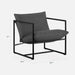 Aidan Sling Accent Chair, Metal Framed Armchair with Shredded Foam Cushioning, Dark Grey