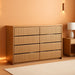 Fluted Dresser for Bedroom with 9 Drawers,62.99" Modern Chest of Drawers with Faux Marble Top, Curved Profile Design,Dresser TV Stand, Wood Drawer Organizer for Living Room, Hallway, Wood