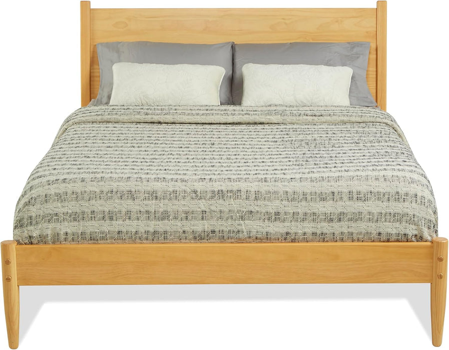 Mid-Century Panel Bed - Queen Size - Scandinavian Oak Finish