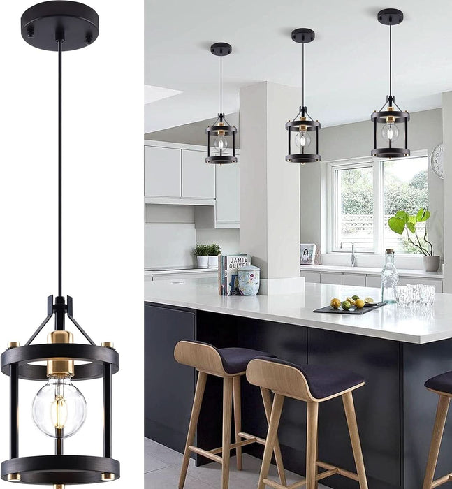 Chandelier Set of 3 Vintage Pendant Light Fixture, Black Farmhouse Wooden Metal Chandeliers, Open Frame Hanging Lighting for Diningroom,Bar,Entrance Hall,Kitchen Island Living Room