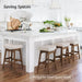 Bar Stools Set of 4, Barstools with Sturdy Wood Legs, Saddle Seat Counter Height Bar Stools for Kitchen Counter, Bar, Dining, 24 Inch Farmhouse Counter Stools, Antique White Leather