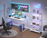White Computer Desk, Modern Home Office Desk, Small Wood Study Writing Table Workstation for Bedroom Living Room, 47 Inch