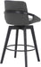Baylor Mid Century Modern Swivel Bar Stool for Kitchen Island Counter in Gray Faux Leather and Black Wood, 26" Seat Height