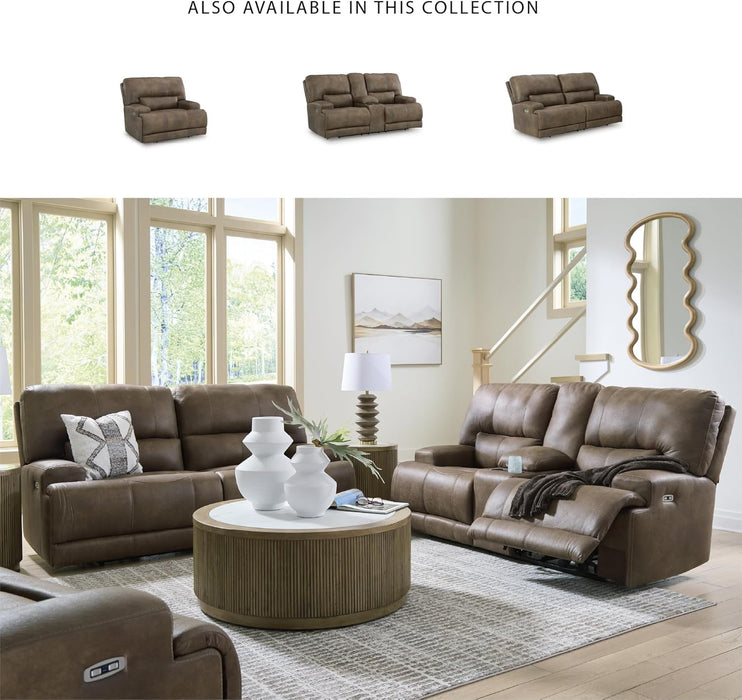 Signature Design by Ashley Bealeaf Contemporary Power Reclining Sofa with Position Lock, Adjustable Headrest and USB Charging Ports, Dark Brown