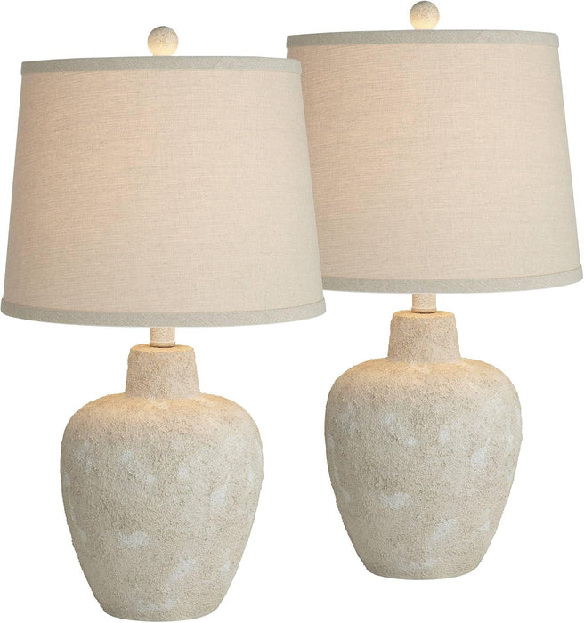 Romeo 23 1/2" High Table Lamps Set of 2 Distressed Earth Jar Farmhouse