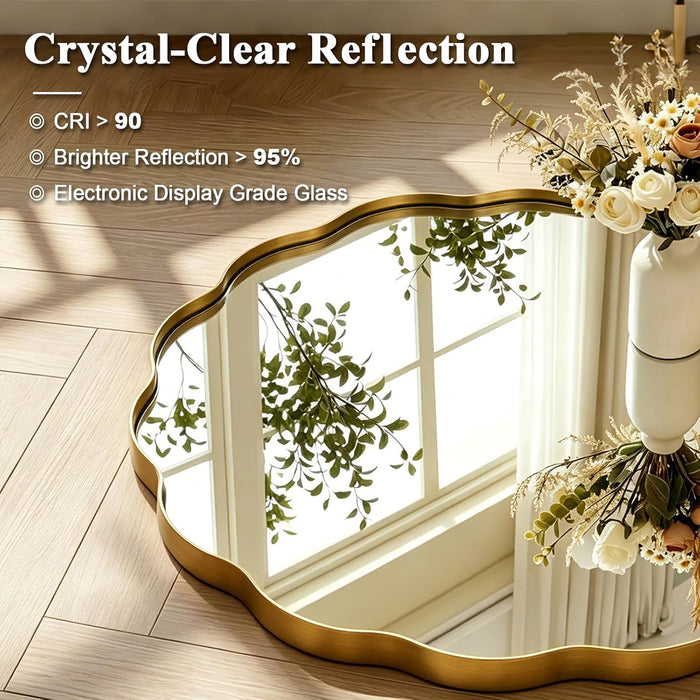 Brushed Gold round Wall Mirror 30 Inch, Brass round Bathroom Mirrors for over Sink, Anti-Rust Brass Circle Mirror for Bathroom, Entryway
