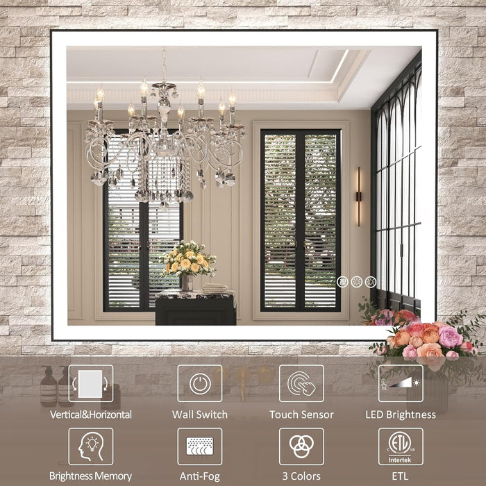 28"X36" LED Bathroom Mirror, Frontlit&Backlit, Controlled Separately