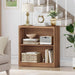 Wooden Bookshelf, 2-Tier Compact Open Bookcase with Rounded Corners, Small Floor Standing Display Book Shelf for Living Room, Bedroom, Home Office, Kids' Room (Walnut)