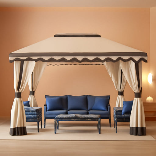 Outdoor Patio Gazebo 10×13 Heavy Duty Gazebos with Mosquito Netting & Double Roof Metal Steel Frame Canopy Gazebo Tent Shelter for Patio Lawn Backyard Garden
