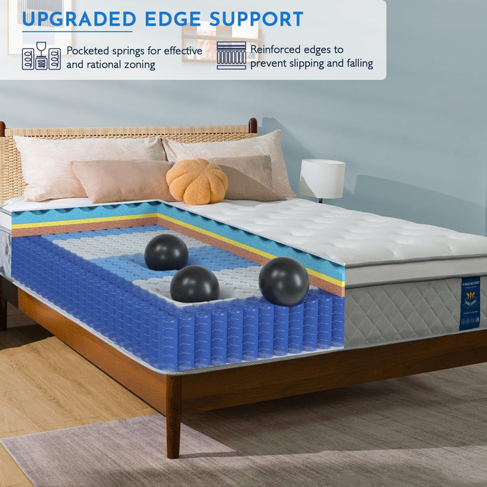 Queen Mattress, 12 Inch Hybrid Mattress, Memory Foam Pillow Top, Certipur-Us Certified, Medium (12 Inch-Light Grey, Queen (U.S. Standard))