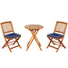 3 Pieces Patio Folding Bistro Set with Padded Cushion and round Coffee Table