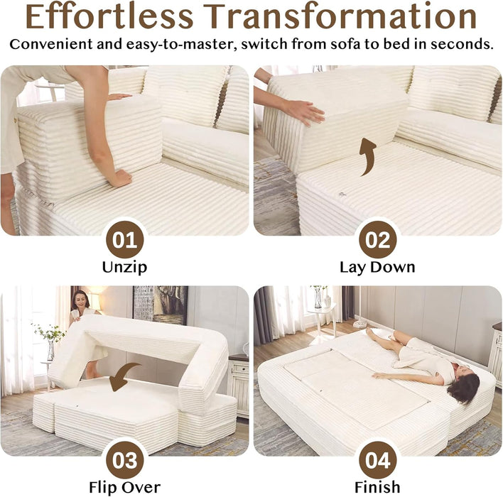 Camel King Size CorduroyFutonProLux SofaBed Chaise Lux