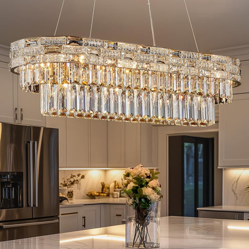34Inch CrystalChandelier Gold TwelveLights Pendant