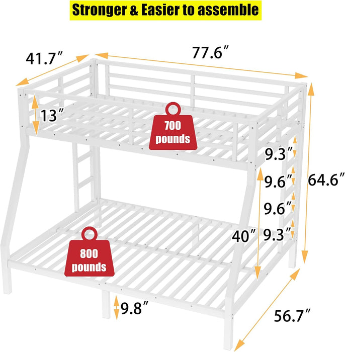 White FullSize DurablePremiumQuality Bunk Bed Frame
